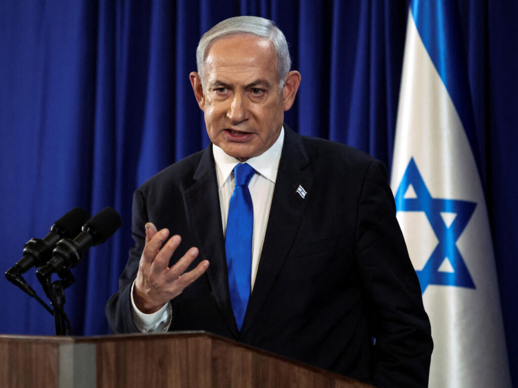 Waziri Mkuu wa Israel, Benjamin Netanyahu akilihutubia taifa la Israel. 